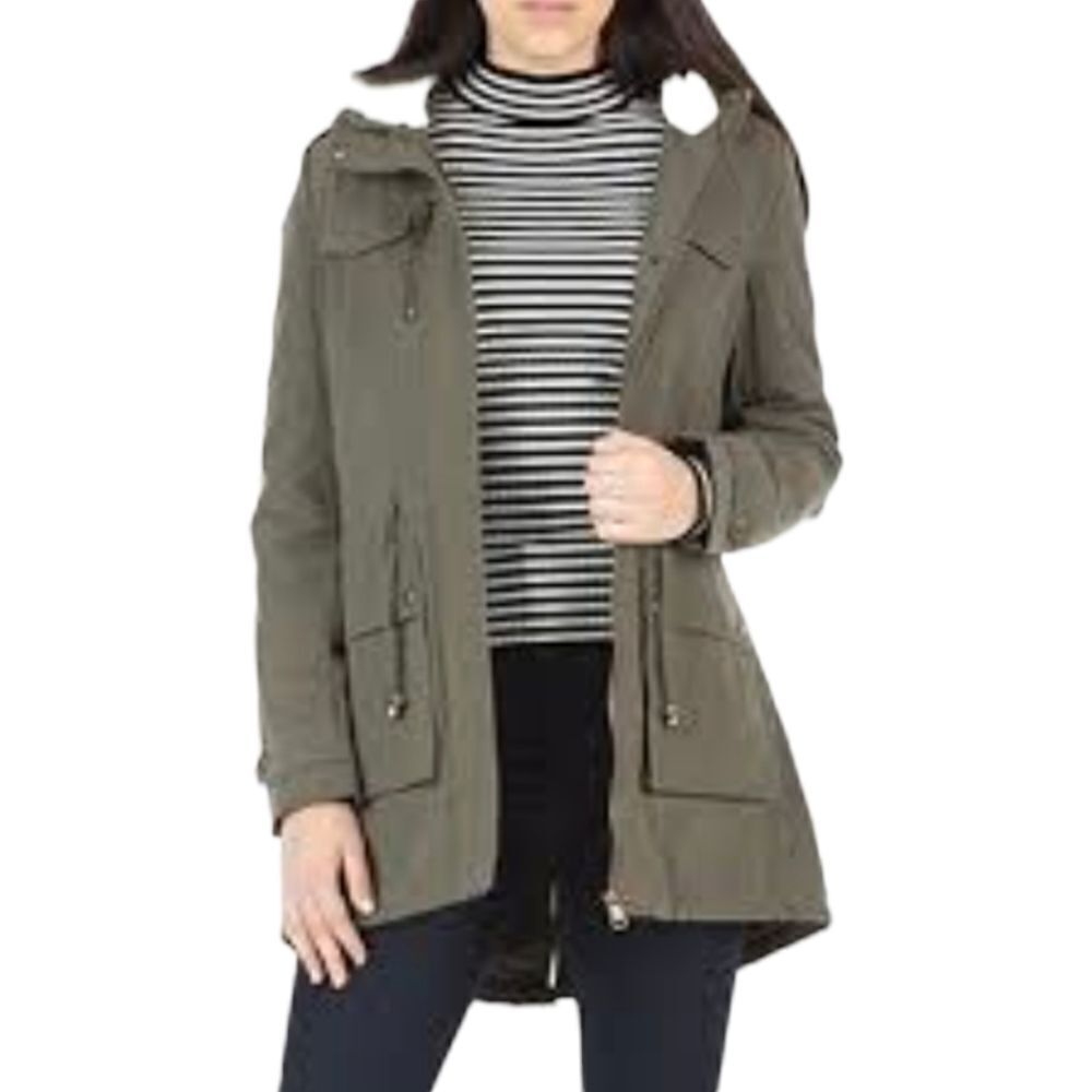 Steve Madden Army Green Military Inspired Utility Cinch Waist Sherpa jac…